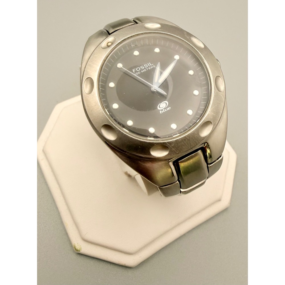 Fossil Blue AM3345 Black Dial Stainless Steel‎ Watch 100M Quartz Men's